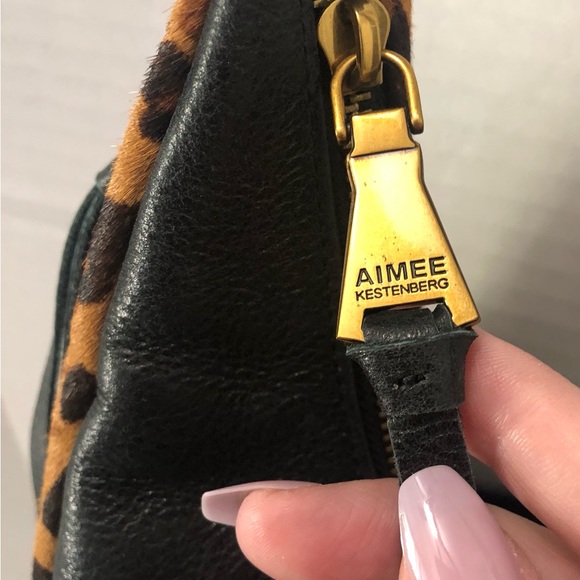 Aimee Kestenberg Black Leather Hobo Leopard Print Bag Purse -No B.S.. - Picture 13 of 13